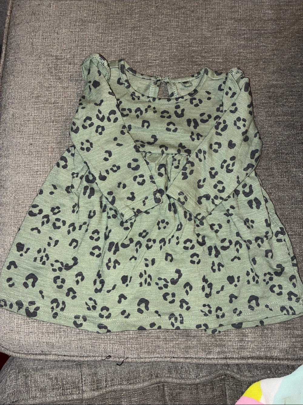 Jessica Simpson Girls' Sage Green Leopard Print Long Sleeve Dress